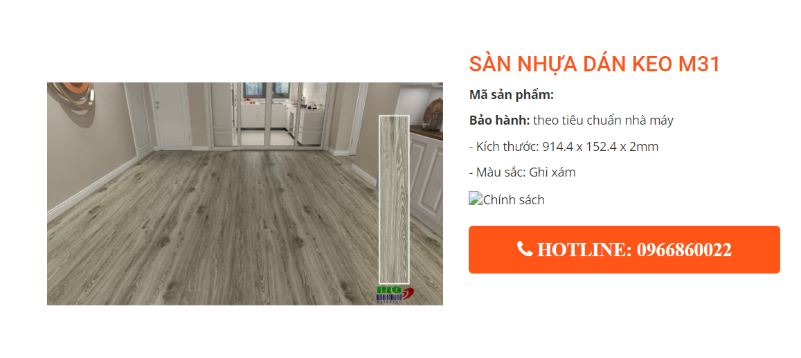 Thông số kỹ thuật sàn nhựa dán keo Hà Nội