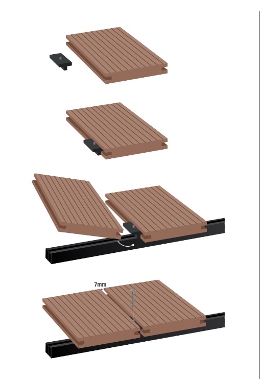 Cách lắp sử dụng chốt kết nối sẽ giúp bề mặt ván sàn nhựa có tính thẩm mỹ hơn