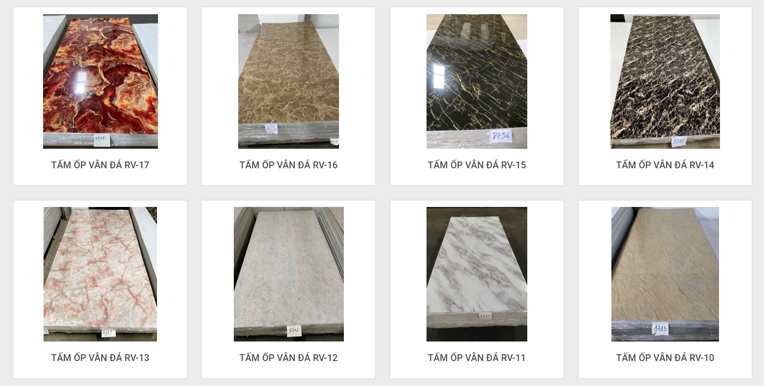 Bảng màu tấm nhựa giả đá ốp tường